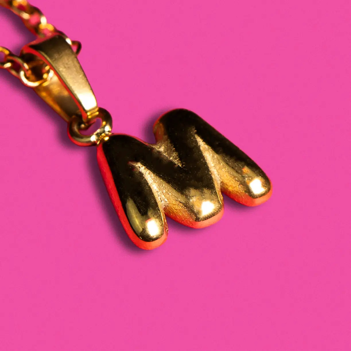 Stackable "M" Balloon Initial Letter Necklace