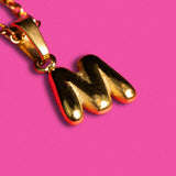 Stackable "M" Balloon Initial Letter Necklace