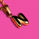 Stackable "N" Balloon Initial Letter Necklace