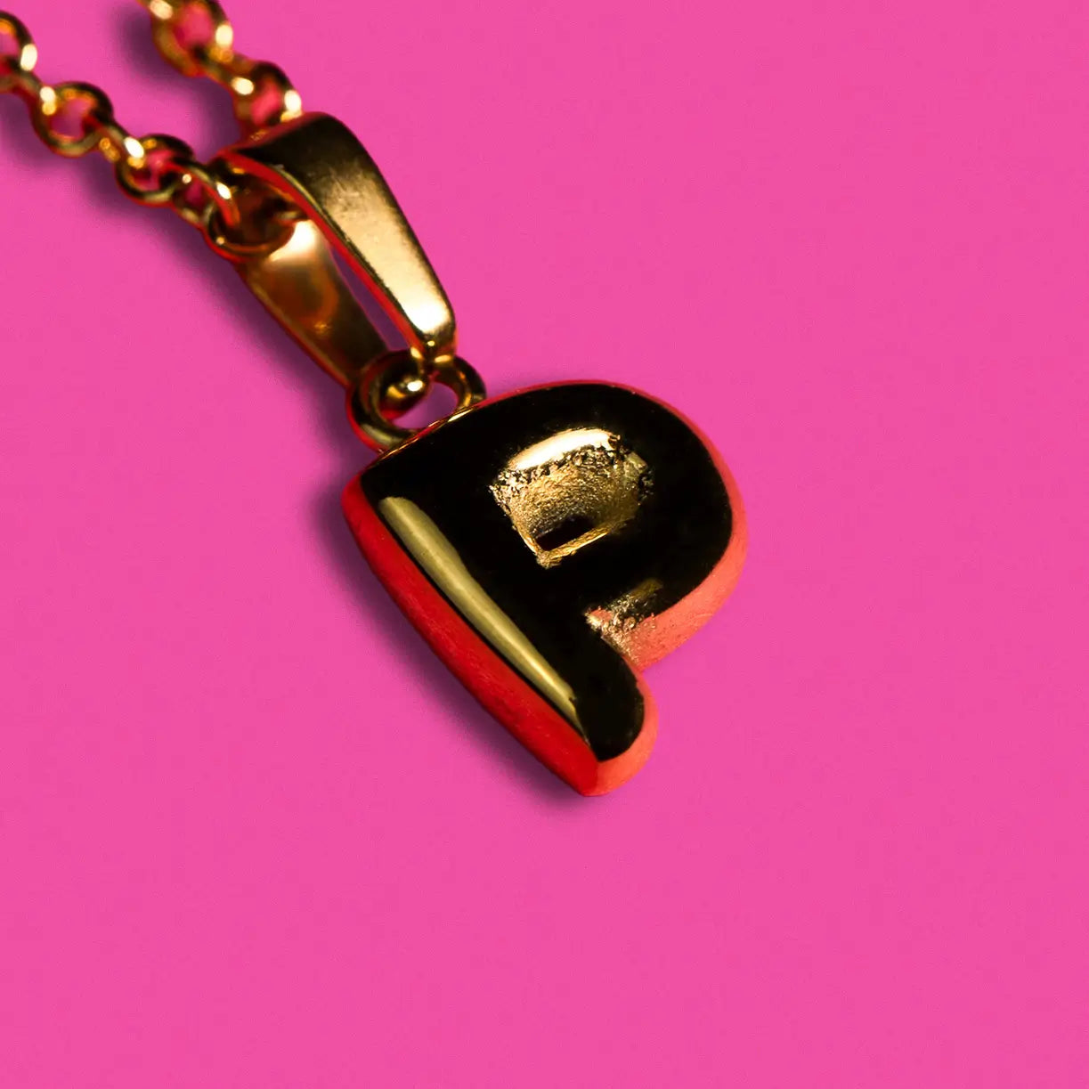 Stackable "P" Balloon Initial Letter Necklace