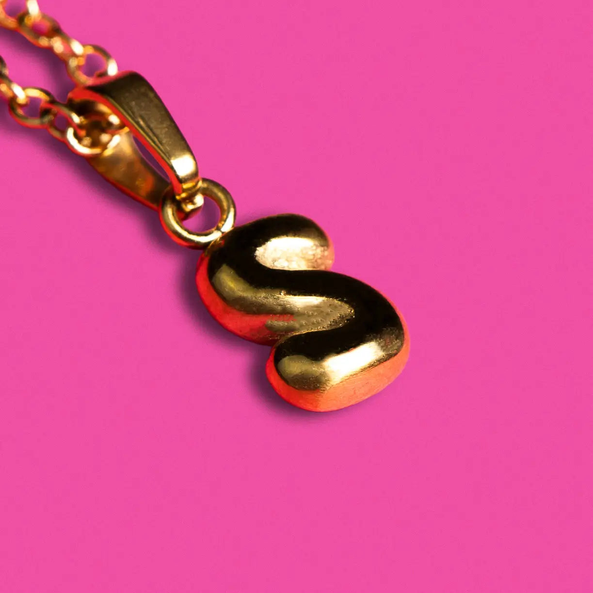 Stackable "S" Balloon Initial Letter Necklace