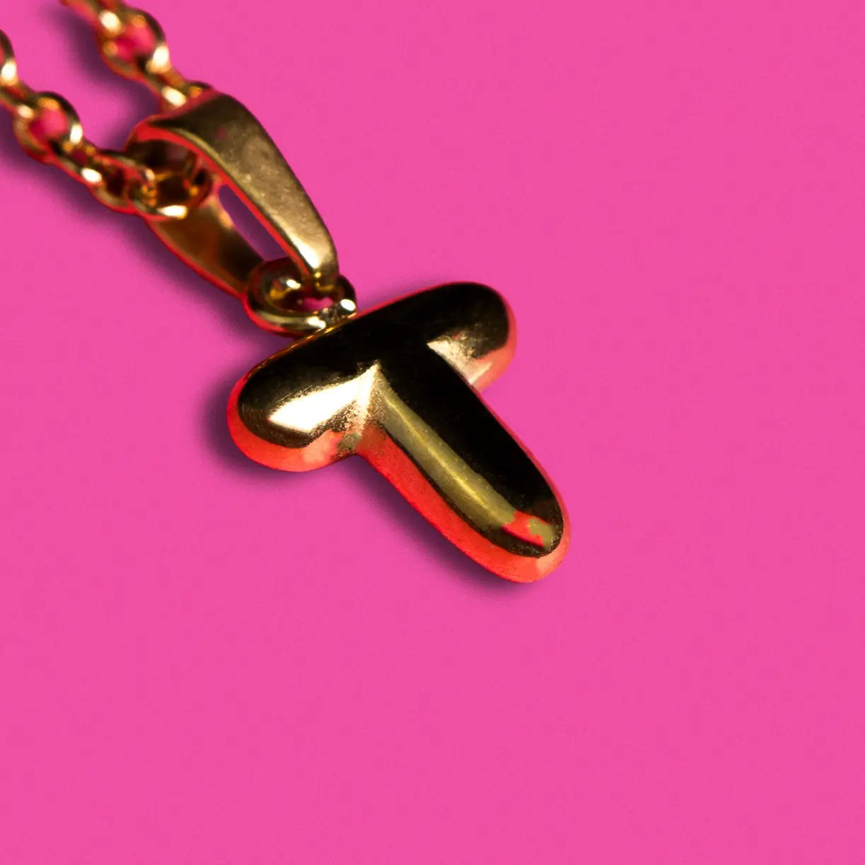 Stackable "T" Balloon Initial Letter Necklace