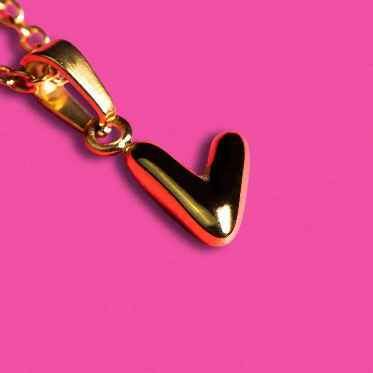 Stackable "V" Balloon Initial Letter Necklace