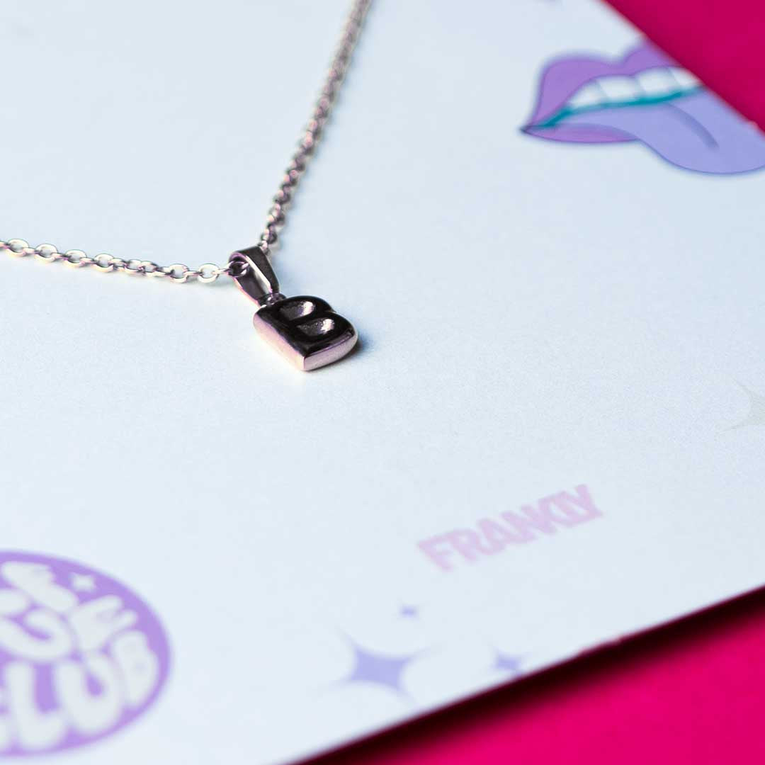 Stackable "B" Balloon Initial Letter Necklace