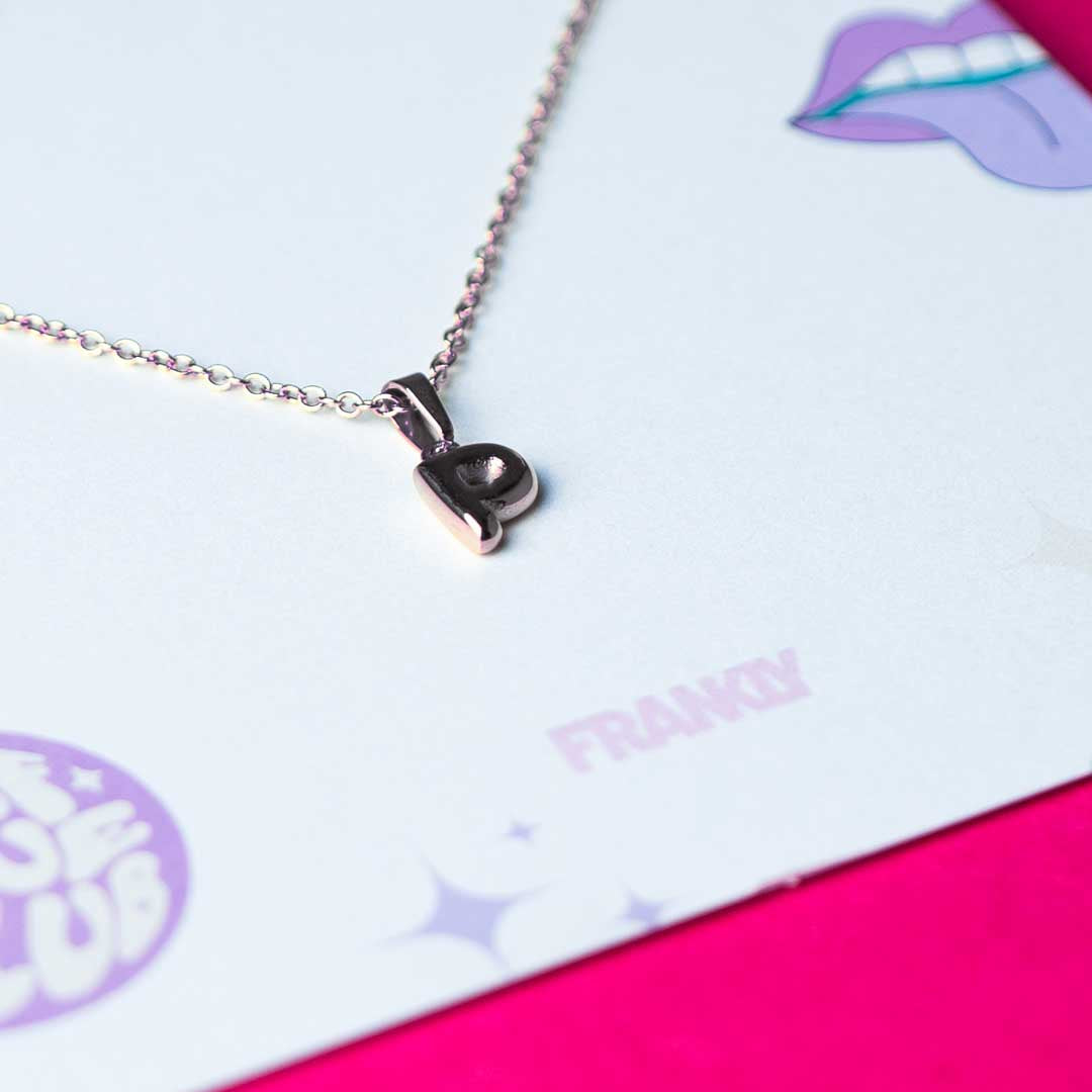 Stackable "P" Balloon Initial Letter Necklace