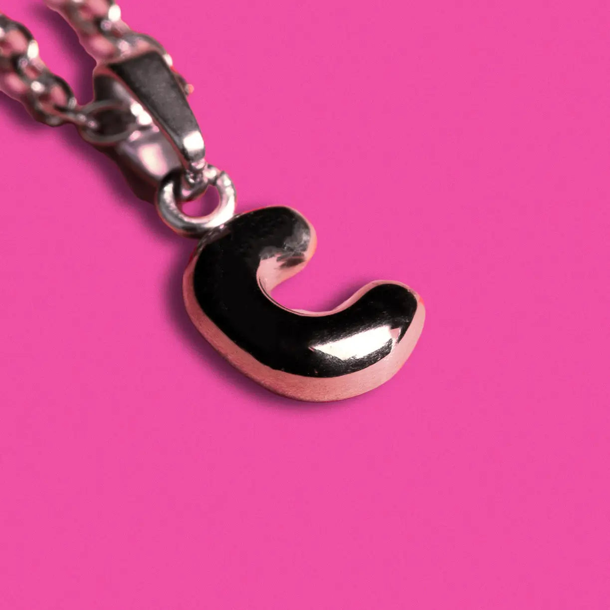 Stackable "C" Balloon Initial Letter Necklace
