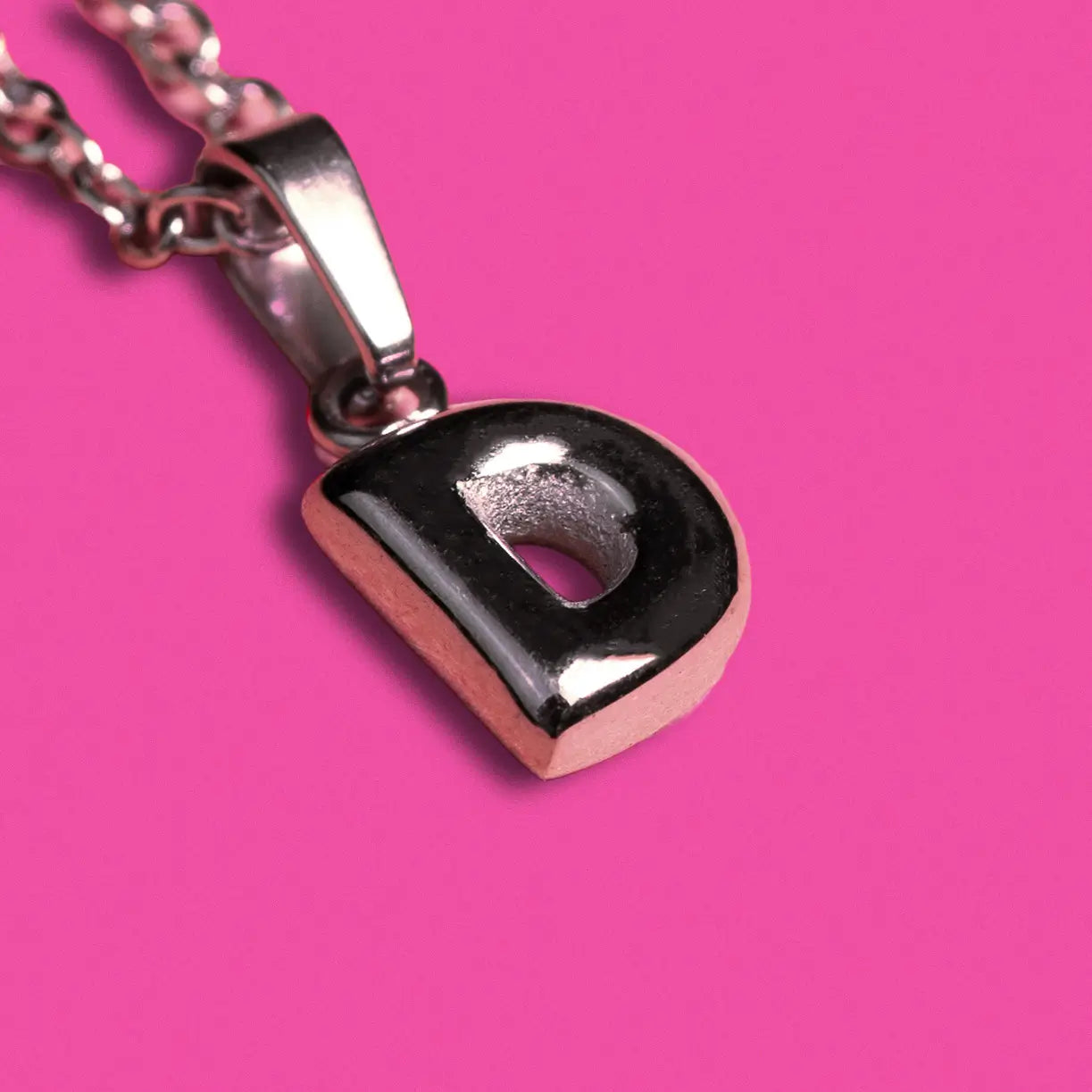 Stackable "D" Balloon Initial Letter Necklace