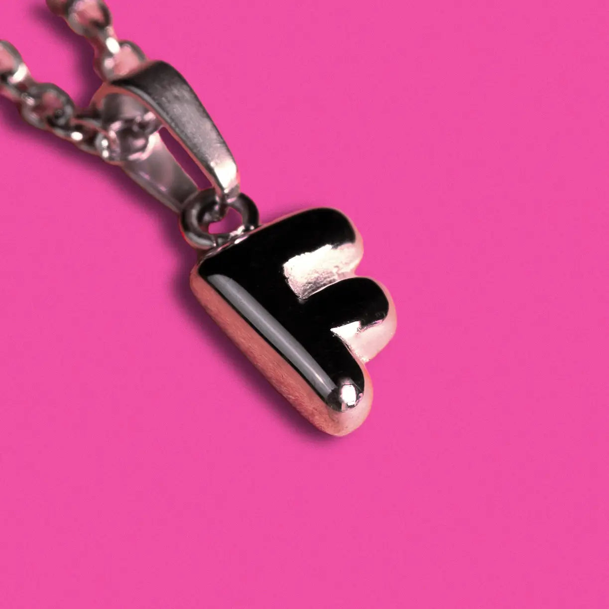 Stackable "F" Balloon Initial Letter Necklace