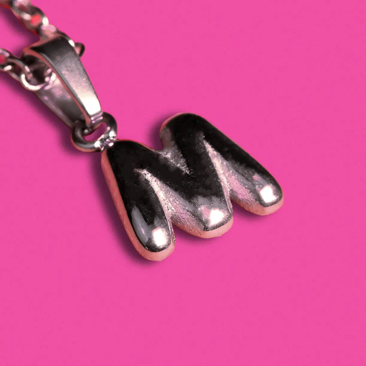 Stackable "M" Balloon Initial Letter Necklace