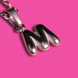 Stackable "M" Balloon Initial Letter Necklace