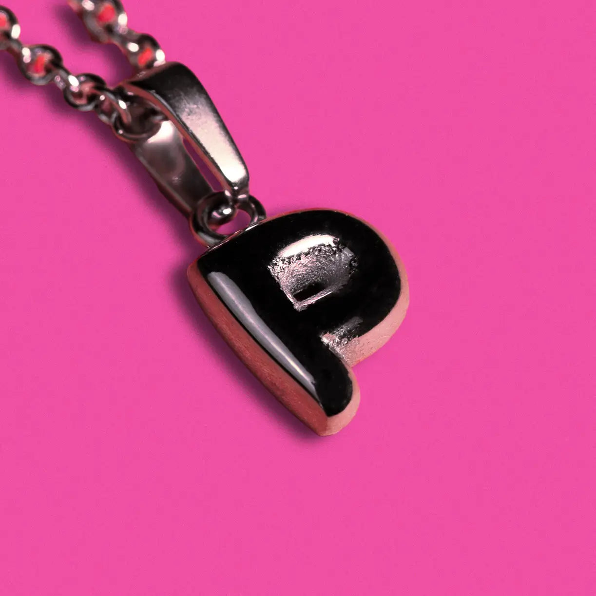 Stackable "P" Balloon Initial Letter Necklace