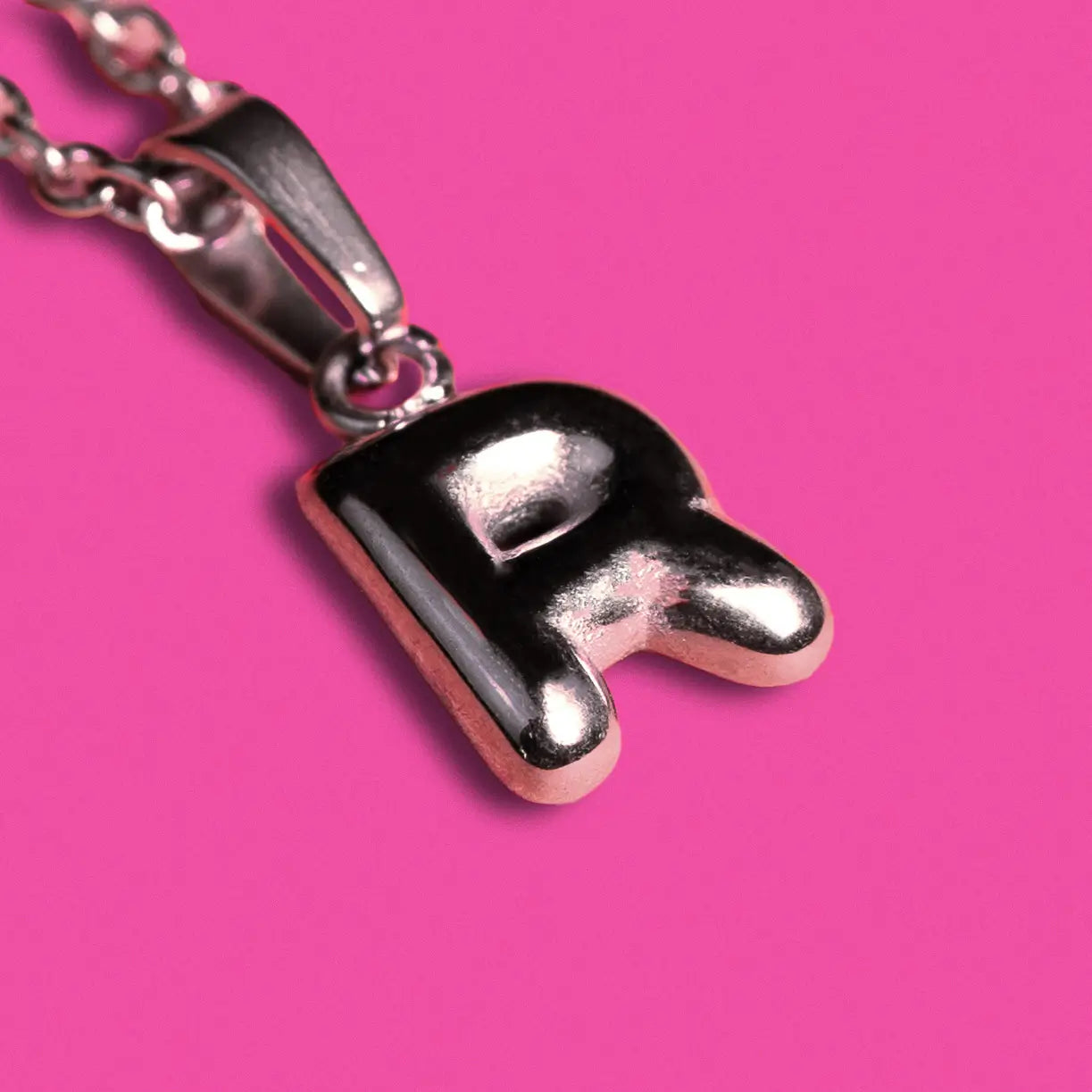 Stackable "R" Balloon Initial Letter Necklace