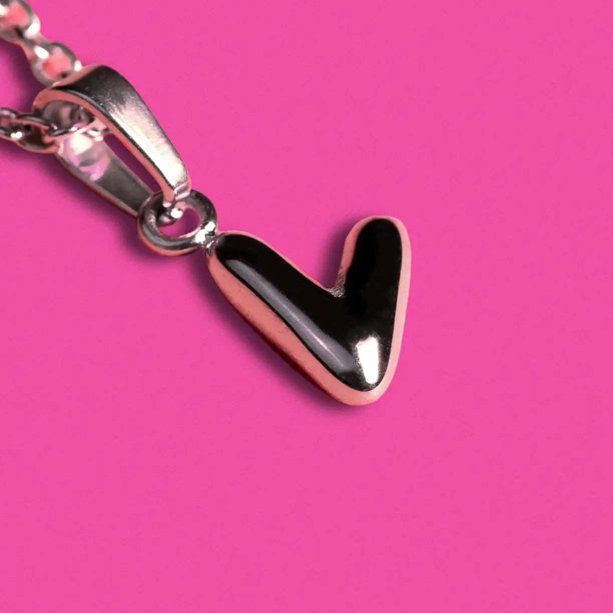 Stackable "V" Balloon Initial Letter Necklace